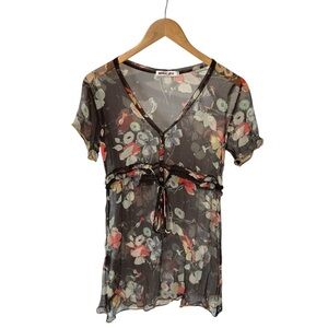 Johnny Was Sheer floral top